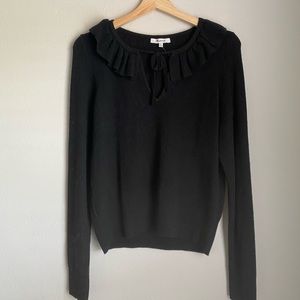 Ruffled Black Madewell Sweater with Keyhole